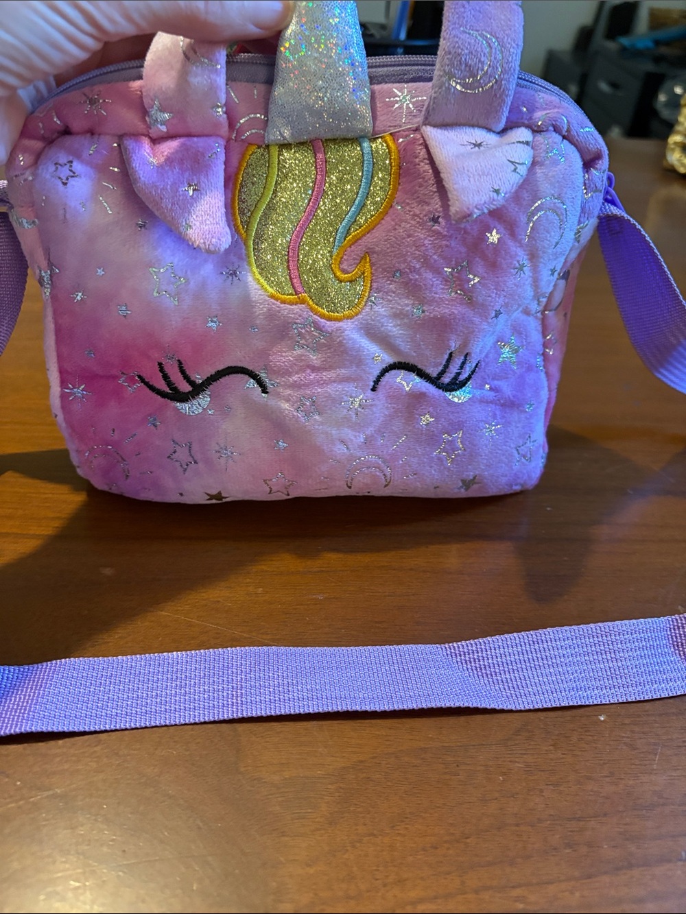 Target Pink Plush Unicorn Crossbody Bag with Glitter Horn